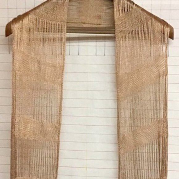 woman's SASH/SHAWL / shoulder wrap with fringe,  color - bronze  54"L X 10"W - Picture 5 of 5